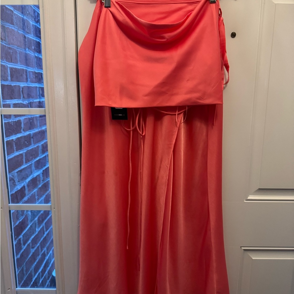 Fashion Nova Vibrant Coral Skirt Set